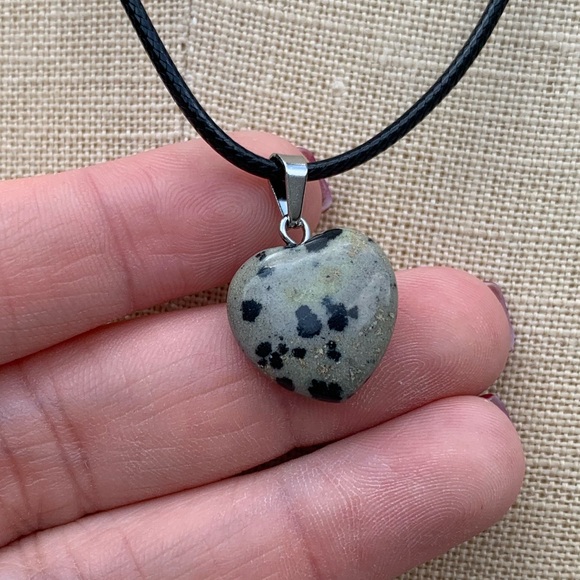 Handmade Genuine Speckled Heart Stone Amulet Necklace - Picture 4 of 10